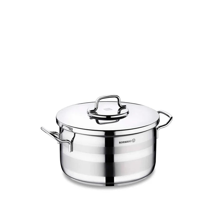 Korkmaz Astra2 A2023 Stainless Steel Casserole – 20x11 cm | 3.3L | Professional-Grade, Induction Ready, Mirror Finish