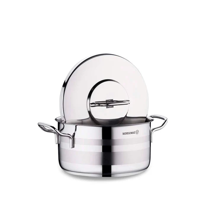 Korkmaz Astra2 A2023 Stainless Steel Casserole – 20x11 cm | 3.3L | Professional-Grade, Induction Ready, Mirror Finish