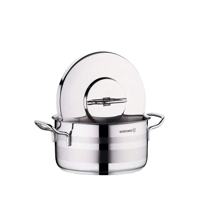 Korkmaz Astra2 A2024 Premium Stainless Steel Casserole – 22x12 cm | 4.35L | Induction-Ready | Elegant Mirror Finish