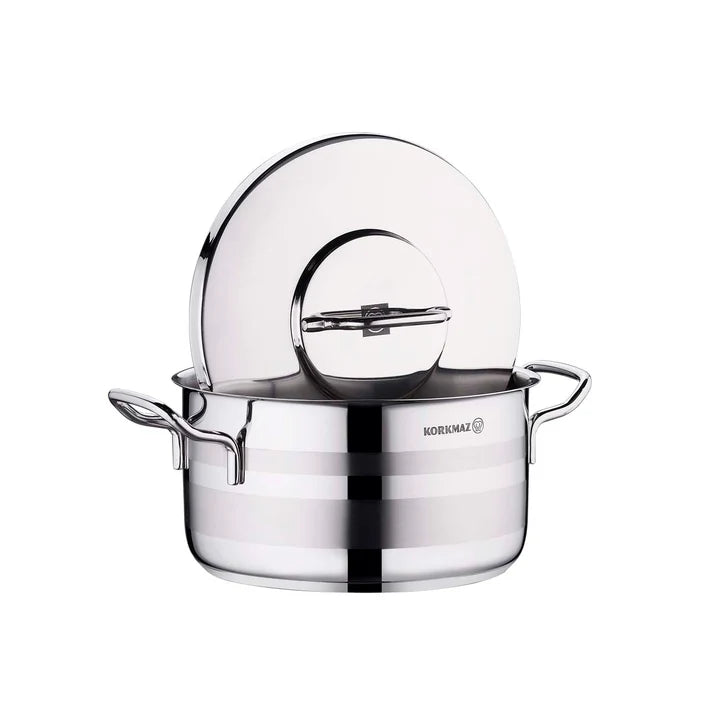 Korkmaz Astra2 A2026 Stainless Steel Casserole – 26x14 cm | 7.25L | Induction-Compatible, Premium Mirror Finish