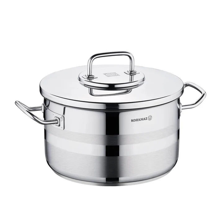 Korkmaz Astra2 A2027 Stainless Steel Casserole – 28x16 cm | 9.5L | Induction-Compatible, Professional-Grade Mirror Finish