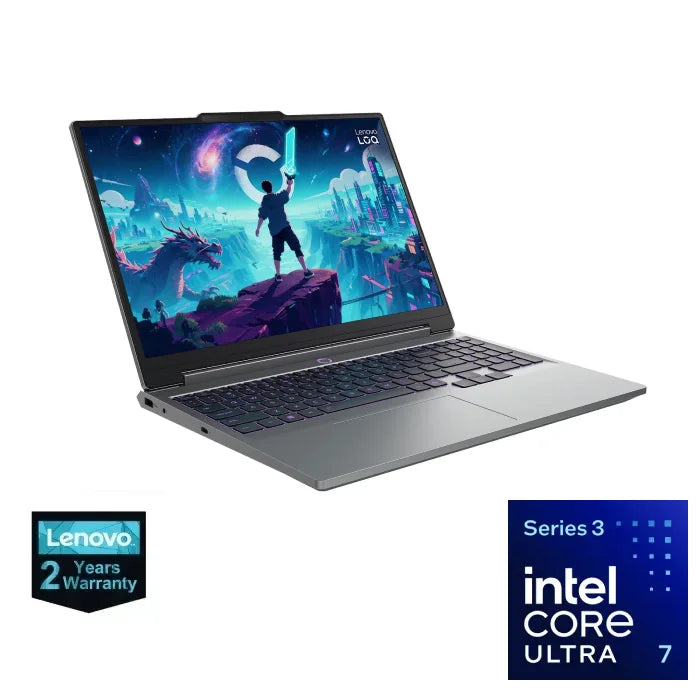 لينوفو لابتوب الألعاب LOQ 15 بمعالج Intel Core Ultra 7 256H، رام 16 جيجابايت، هارد 512 جيجابايت SSD، كرت شاشة GeForce RTX 5060 بسعة 8 جيجابايت.