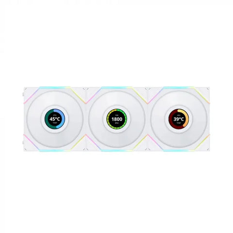 LIAN LI UNI FAN TL LCD 120mm ARGB Cooling Fan with 1.6" LCD Screen (Pack of 3) - White