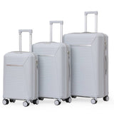 American Luggage ABS Trolley Hard Luggage Set of 3 (20,24,28 Inch) - Light Grey