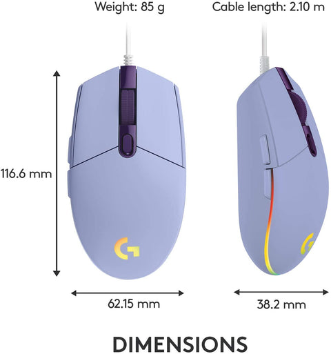 Logitech G203 LIGHTSYNC RGB Lighting Gaming Mouse - Lilac