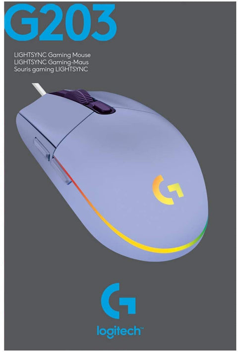 Logitech G203 LIGHTSYNC RGB Lighting Gaming Mouse - Lilac