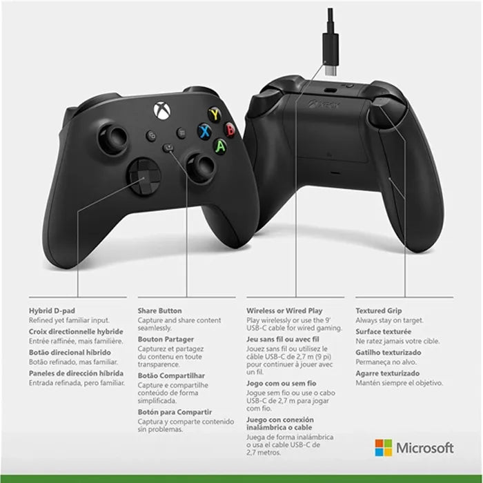 Xbox Wireless Controller + USB-C Cable - Carbon Black