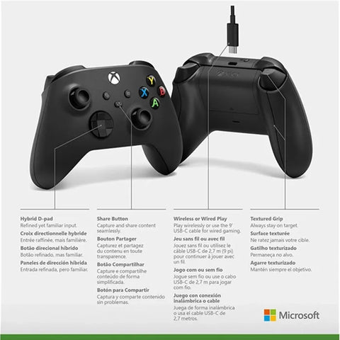 Xbox Wireless Controller + USB-C Cable - Carbon Black