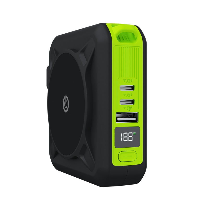 Goui Mbala Pro 10000 mAh Power Bank With 15W Wireless Charger & Wall Charger- Black