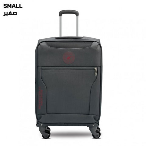 POLO Hunter Soft expandable TSA lock Small 4 Wheels Gray 55CMبولو هنتر قماش نايلون حجم صغير لون رصاصي