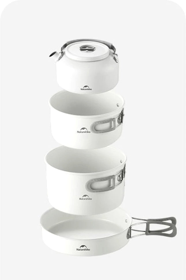 Naturehike Ceramic Non-Stick Pot Set - White (4pcs)