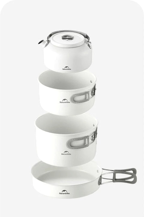 Naturehike Ceramic Non-Stick Pot Set - White (4pcs)