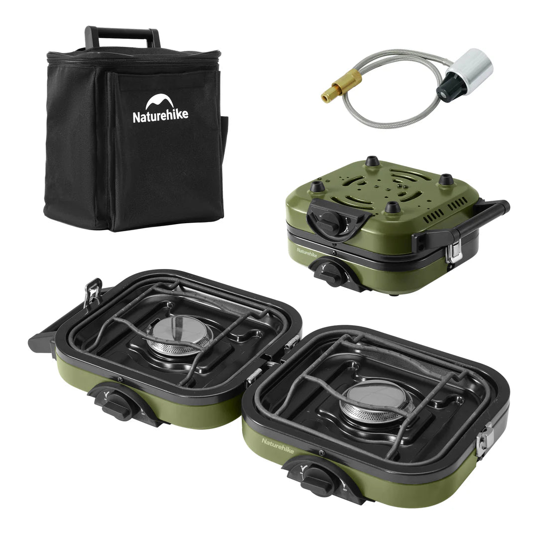 Naturehike Double Burner Folding Gas Stove - Army Green