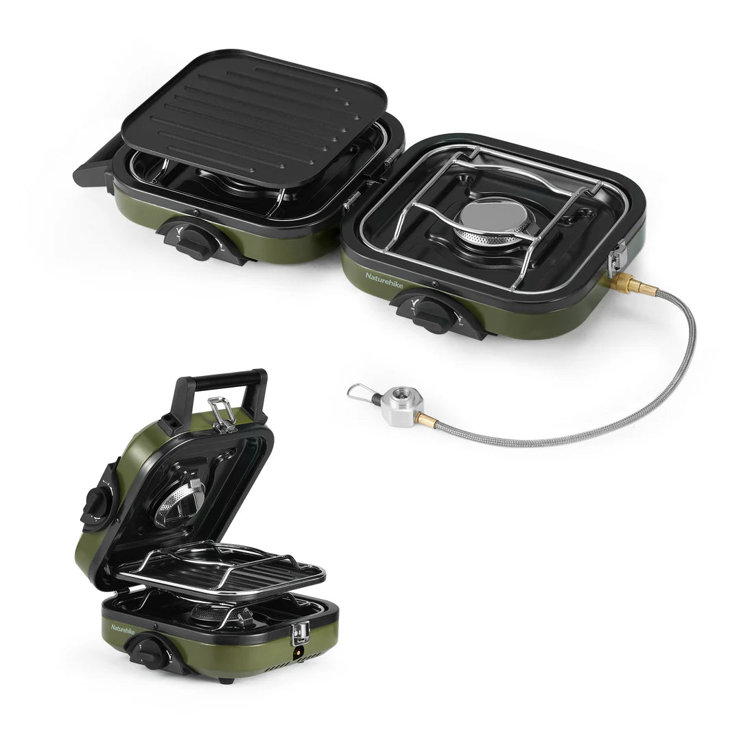 Naturehike Double Burner Folding Gas Stove - Army Green