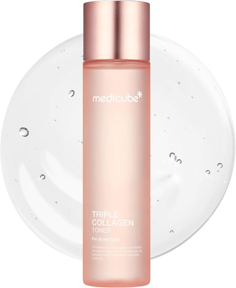Medicube Triple Collagen Toner - Hydrolyzed, Atelo, & Soluble Collagen for Deep Hydration & Plump Skin - Fast-Absorbing Formula for All-Day Suppleness, Korean Skincare