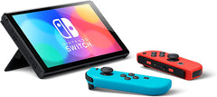 نموذج OLED لجهاز Nintendo Switch مع Joy Con باللونين الأحمر النيون والأزرق النيون