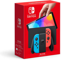 نموذج OLED لجهاز Nintendo Switch مع Joy Con باللونين الأحمر النيون والأزرق النيون