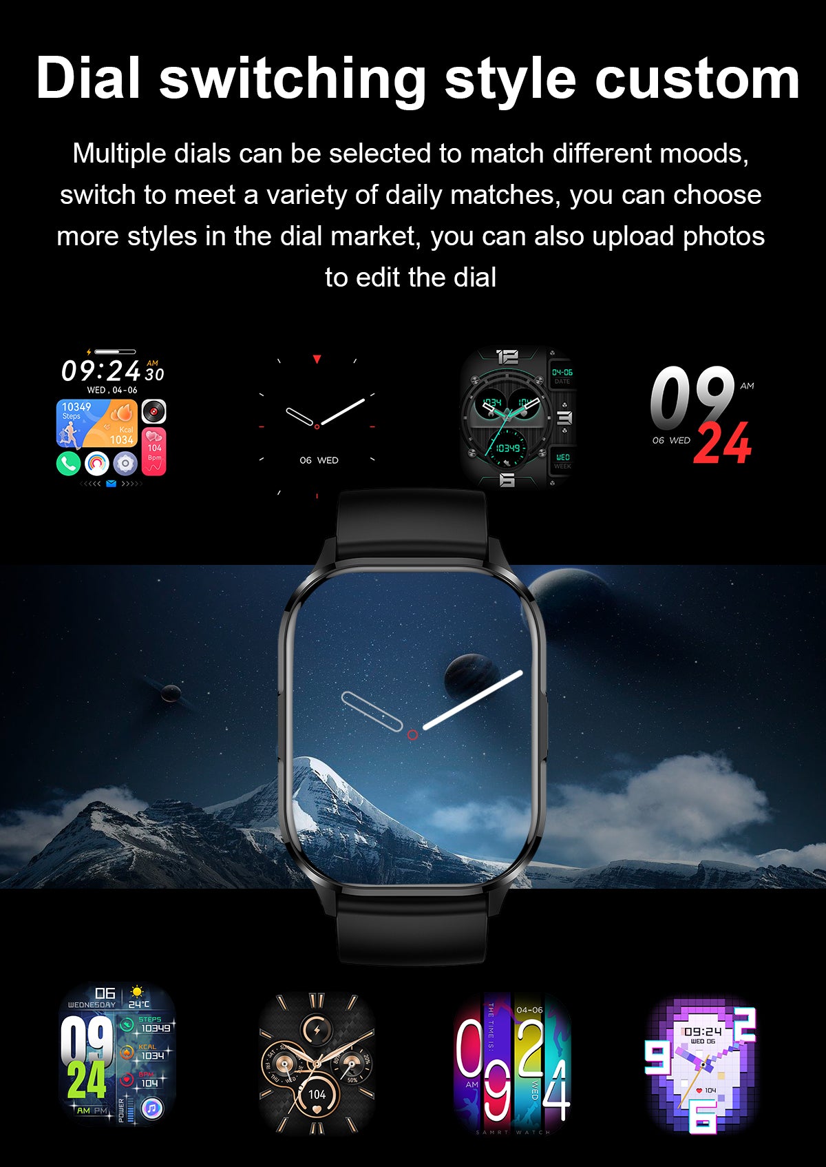 SIA SW 8002 Smart watch ,Amoled BT call(Black)