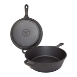 Westinghouse 3-Quart Pre-Seasoned Cast Iron Dutch Oven with 10.25-Inch Skillet Lid – Black