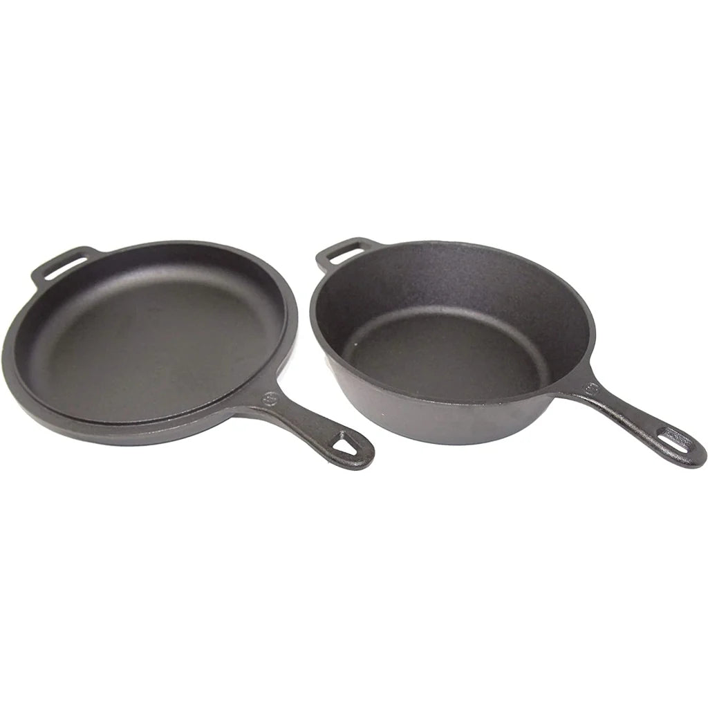 Westinghouse 3-Quart Pre-Seasoned Cast Iron Dutch Oven with 10.25-Inch Skillet Lid – Black