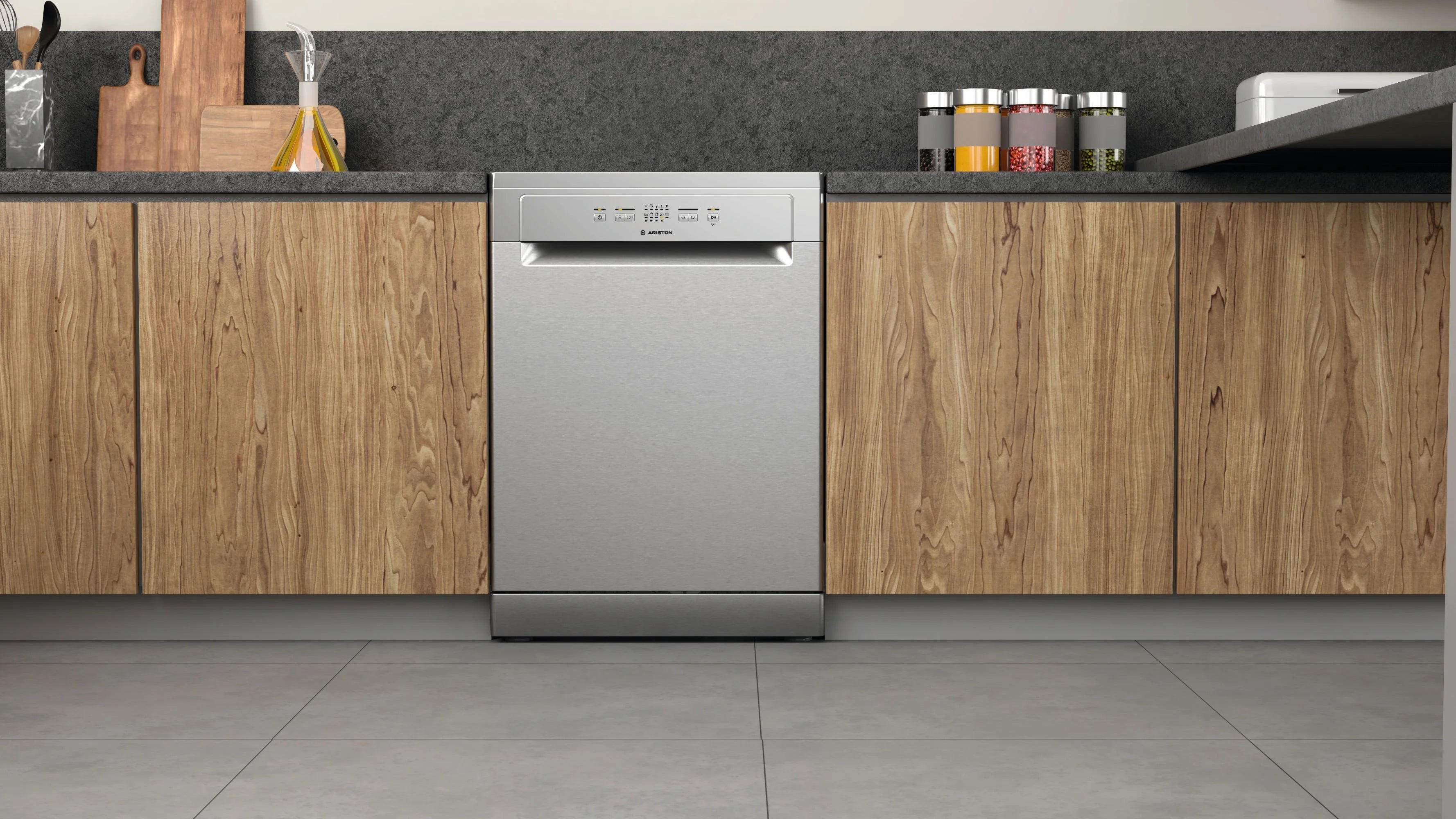 Ariston Freestanding Dishwasher – 13 Place Settings, Full Size, Stainless Steel Tub