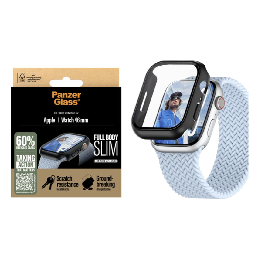 PanzerGlass® Screen Protector Snappie Full Body Slim Black | Apple Watch 45mm '24