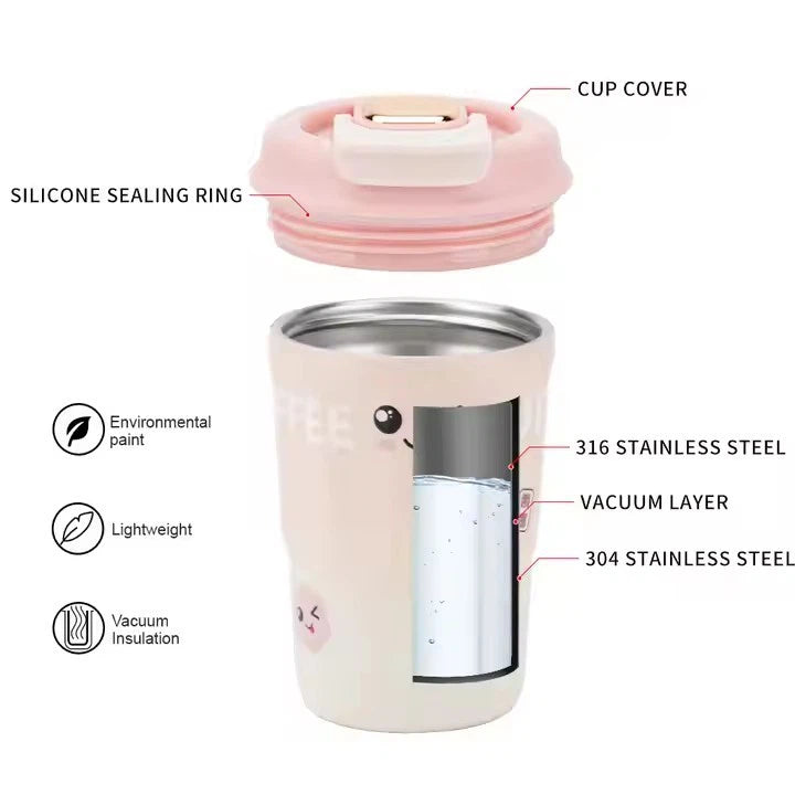 D.kadi Vacuum Coffee Mug, Stainless Steel