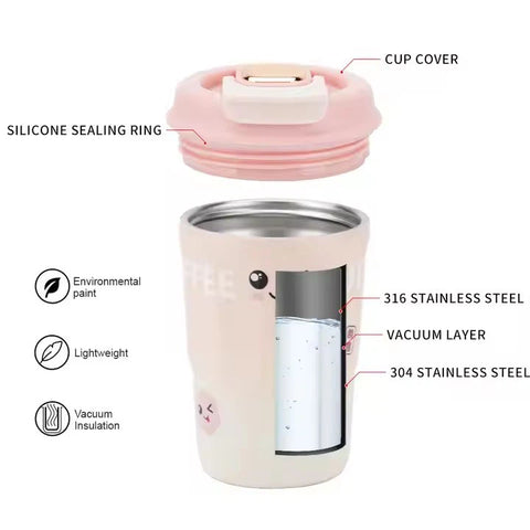 D.kadi KD7060 Vacuum Coffee Mug, Stainless Steel - 380 ml