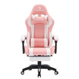 Oartex Model LD034 PVC Gaming Chair With Footrest - Pink & White