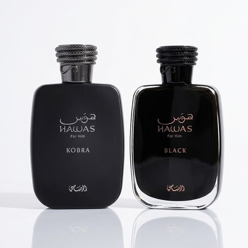 Rasasi Hawas Duo Set: Hawas Black EDP 100ml + Hawas Kobra EDP 100ml