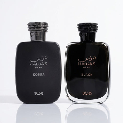 Rasasi Hawas Duo Set: Hawas Black EDP 100ml + Hawas Kobra EDP 100ml