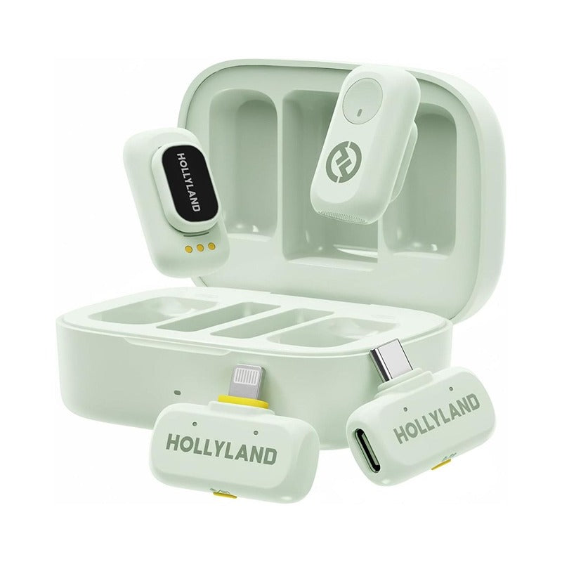 Hollyland LARK A1 Combo 2-Person Wireless Microphone System with USB-C and Lightning Connectors – Mint Green