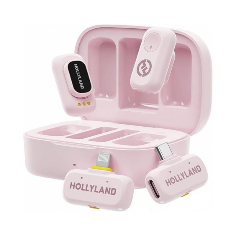 Hollyland LARK A1 Combo 2-Person Wireless Microphone System with USB-C and Lightning – Cloud Pink