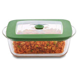Borosil Square Borosilicate Glass Baking and Storage Dish with Green Airtight Lid