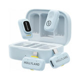 نظام ميكروفون لاسلكي لشخصين Hollyland LARK A1 Combo بمنفذ USB-C وLightning – أزرق سماوي