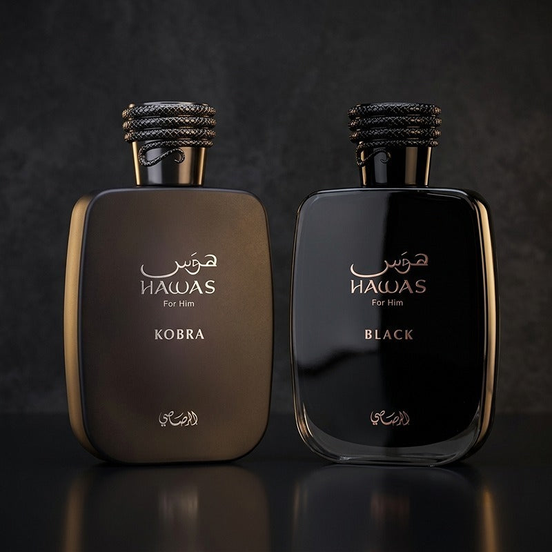 Rasasi Hawas Duo Set: Hawas Black EDP 100ml + Hawas Kobra EDP 100ml