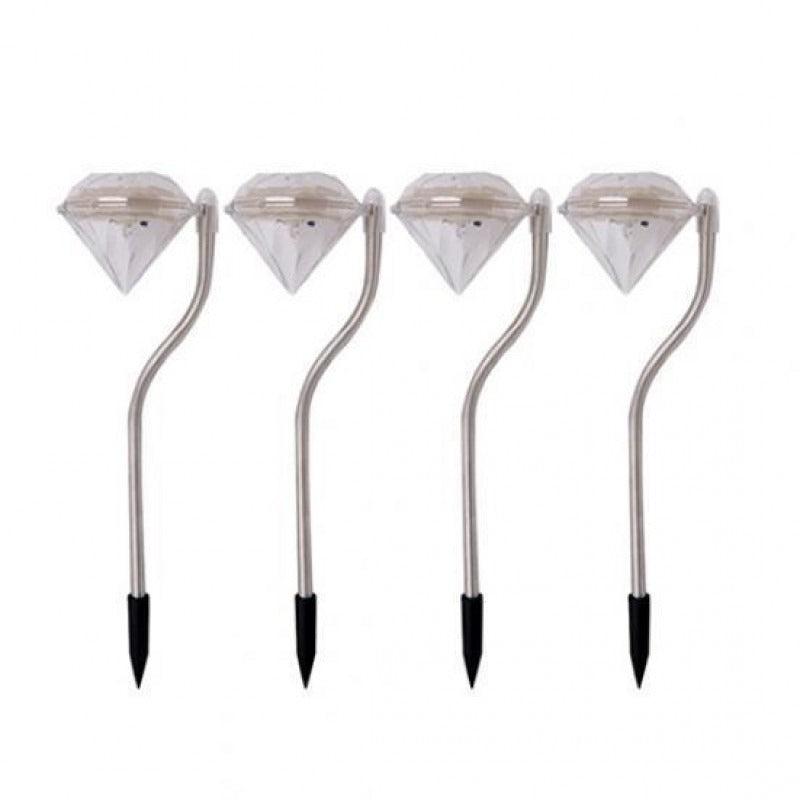 Pack of 4 LED Color Changing Solar Power Diamond Shaped Garden light