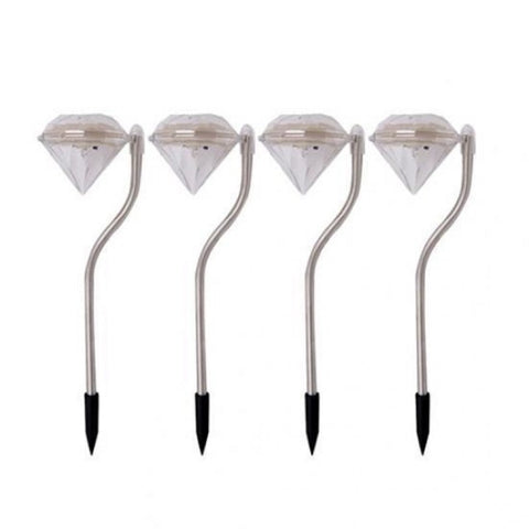 Pack of 4 LED Color Changing Solar Power Diamond Shaped Garden light