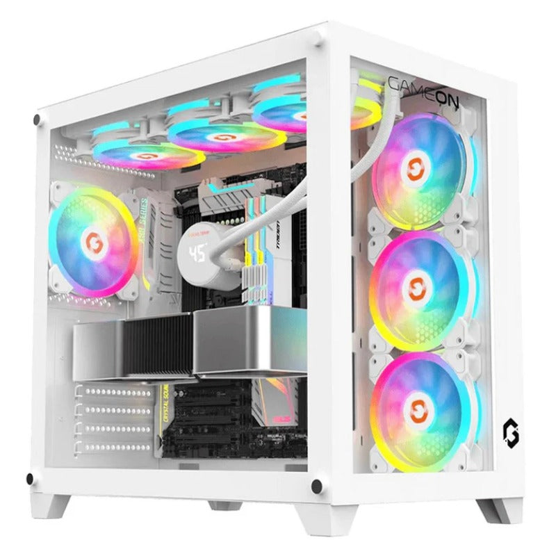 GAMEON Emperor Artic Series Mid Tower Gaming Case - White (7 ARGB Fans Included)