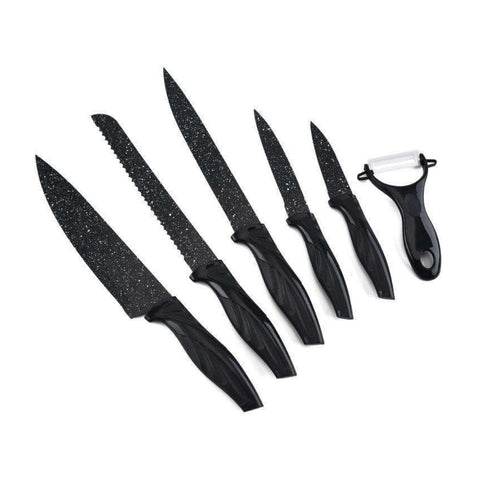 Swiss Gold 6-Piece Stainless Steel Kitchen Knife Set with Non-Stick Blades and Y-Peeler