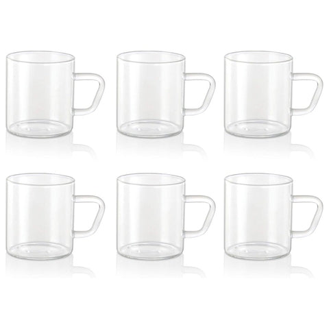 Borosil Vision Classic Borosilicate Glass Mug Set of 6 – 190 ml