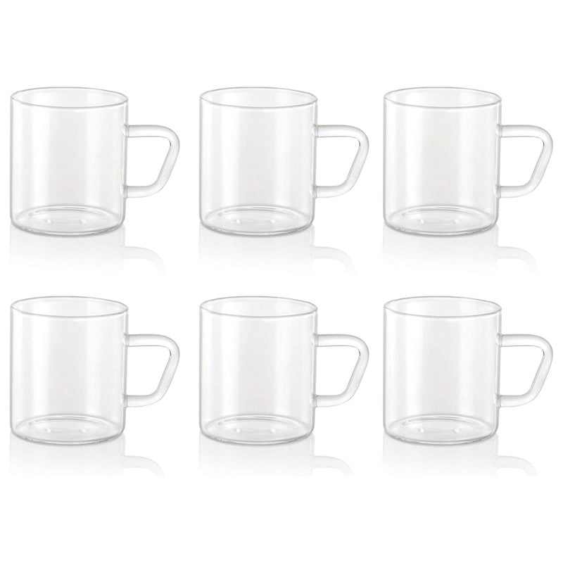 Borosil Vision Classic Borosilicate Glass Mug Set of 6 – 190 ml