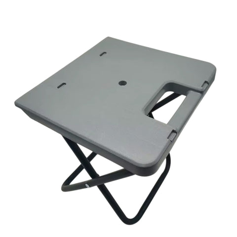 Portable Folding Stool with Durable Plastic Seat, Strong Metal X-Frame, Integrated Carry Handle and Compact Flat-Folding Design