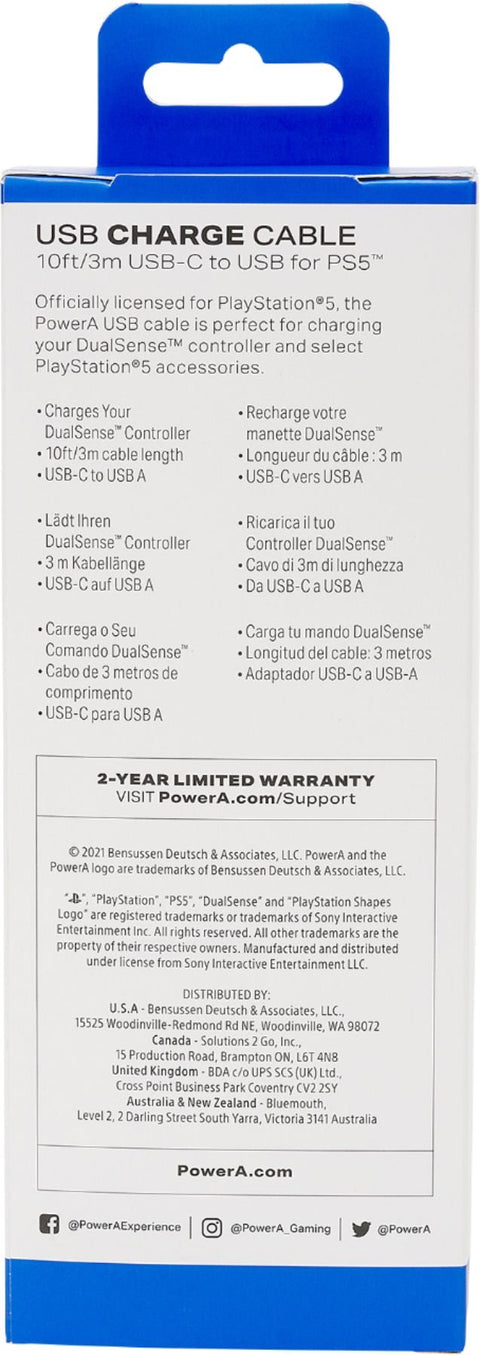 PowerA - Cable for PlayStation 5 - USB-C for PS5 / DualSense