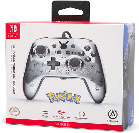 PowerA Pokémon Enhanced Wired Controller for Nintendo Switch – Pikachu Black & Silver