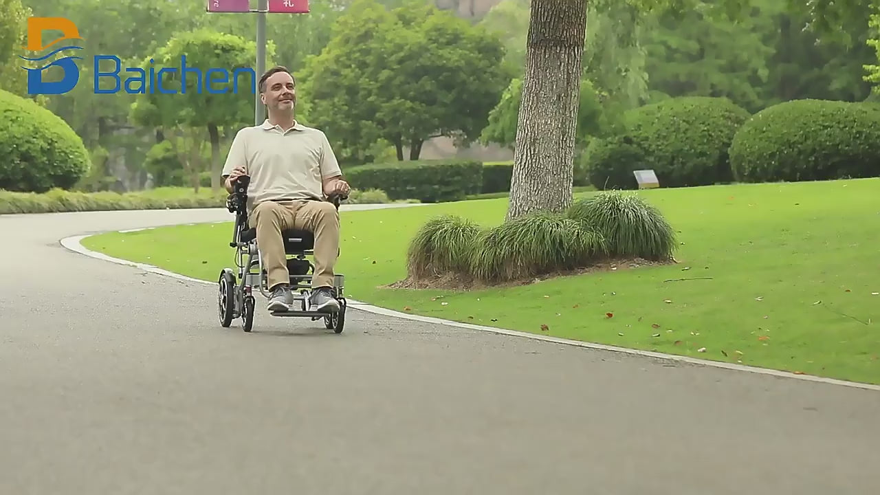 Lightweight Folding Electric Wheelchair with Dual Motor, Compact - 130kg Load Capacity