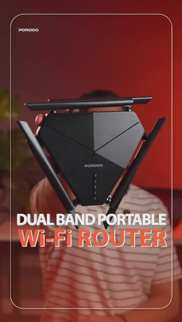 Porodo Dual Band Portable Wi-Fi Router - Black