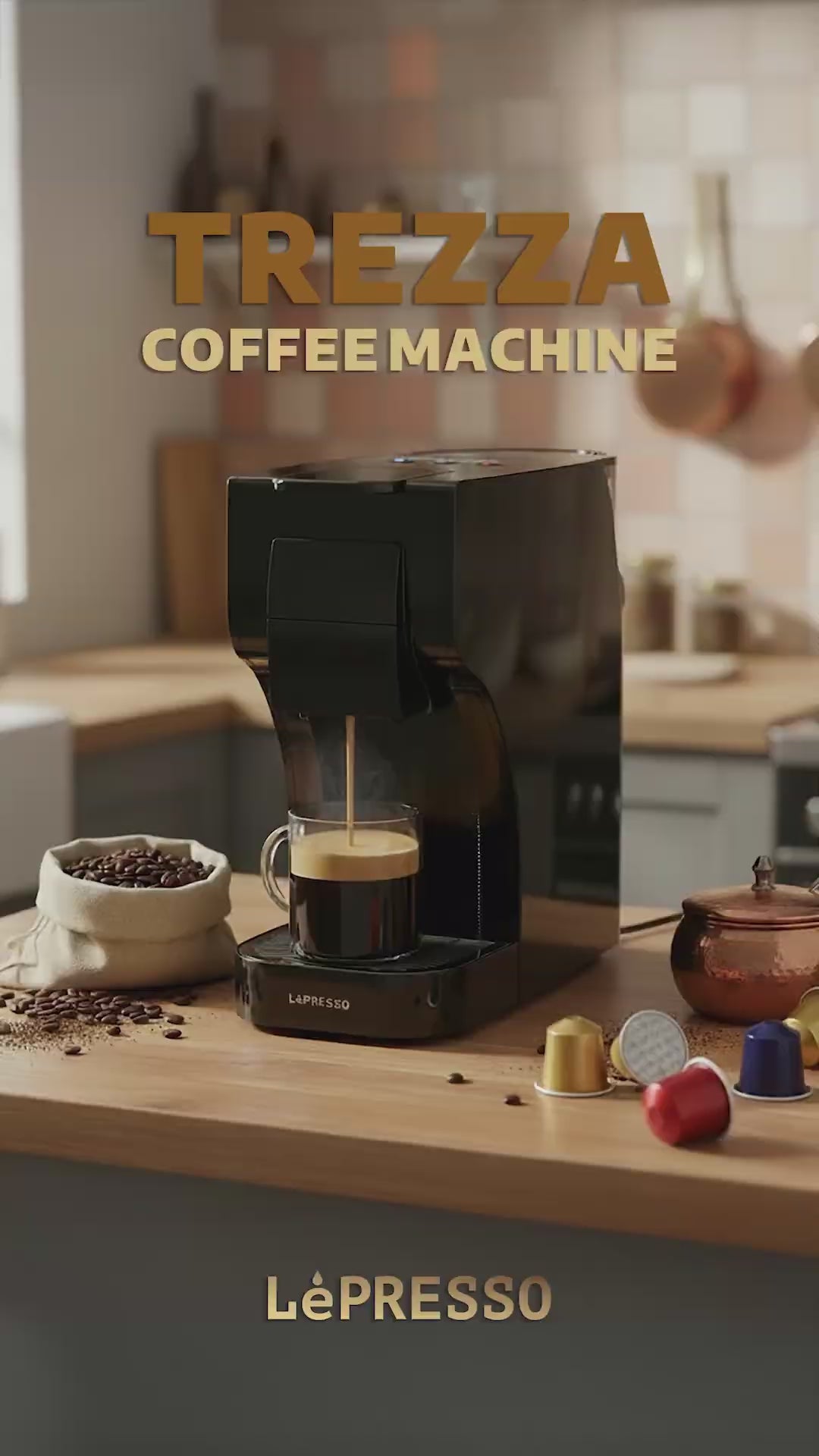 LePresso Trezza Multi-Capsule Coffee Machine with 1350W Rated Power - Brown