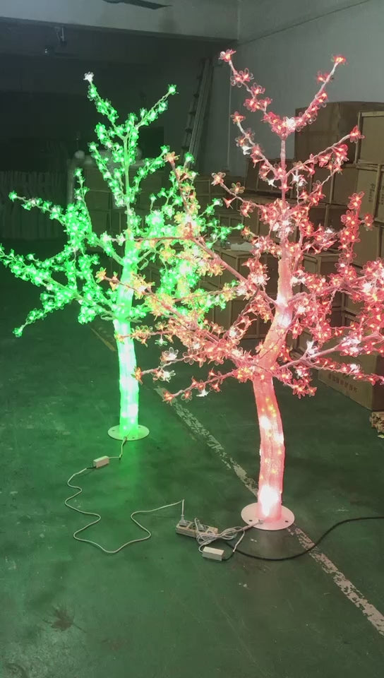 Sparkling LED Crystal Cherry Blossom Tree Light with Multicolor Lighting Modes & Water-Resistant Design - 1.5M
