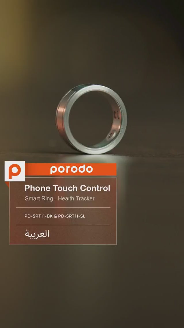 Porodo Smart Ring with Touch Control, Health Monitoring & 5-Day Battery - Size L (20.7mm)